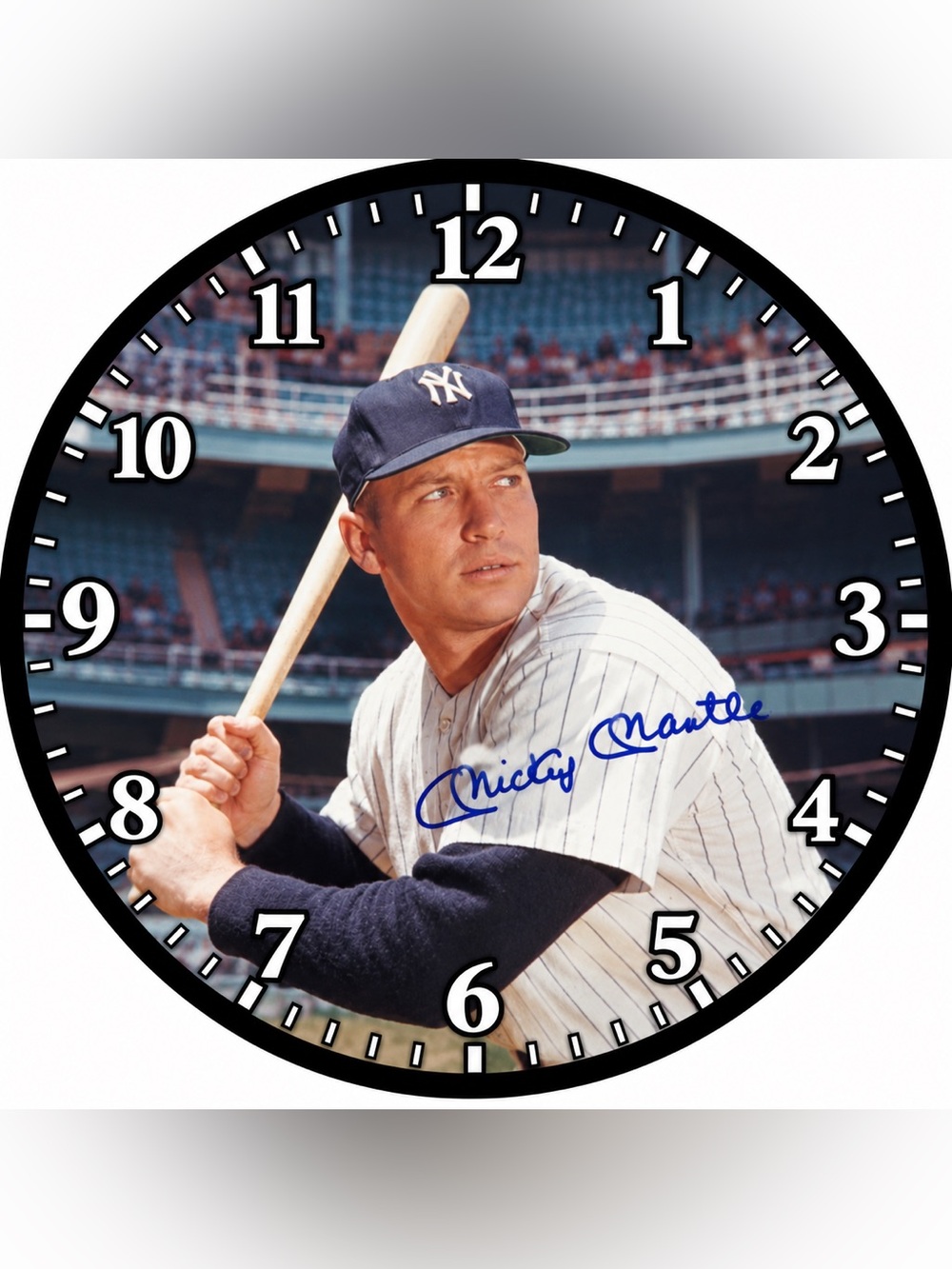 Mickey Mantle Baseball Wall Clock - Navy Blue & White